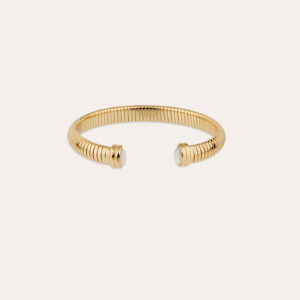 Bracelet jonc Antigone doré - Nacre blanche