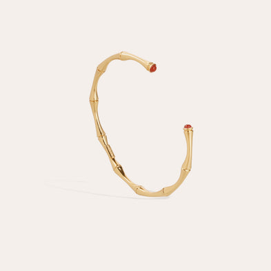 Bracelet Bambou cabochons jonc mini doré - Cornaline