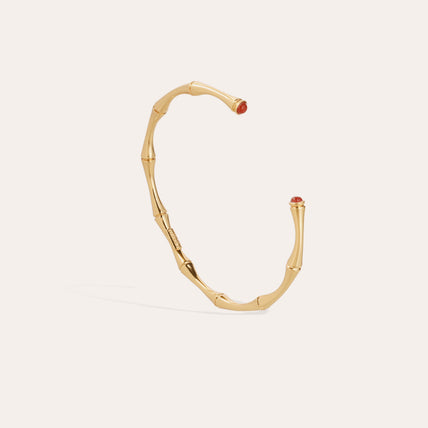 Bracelet Bambou cabochons jonc mini doré - Cornaline