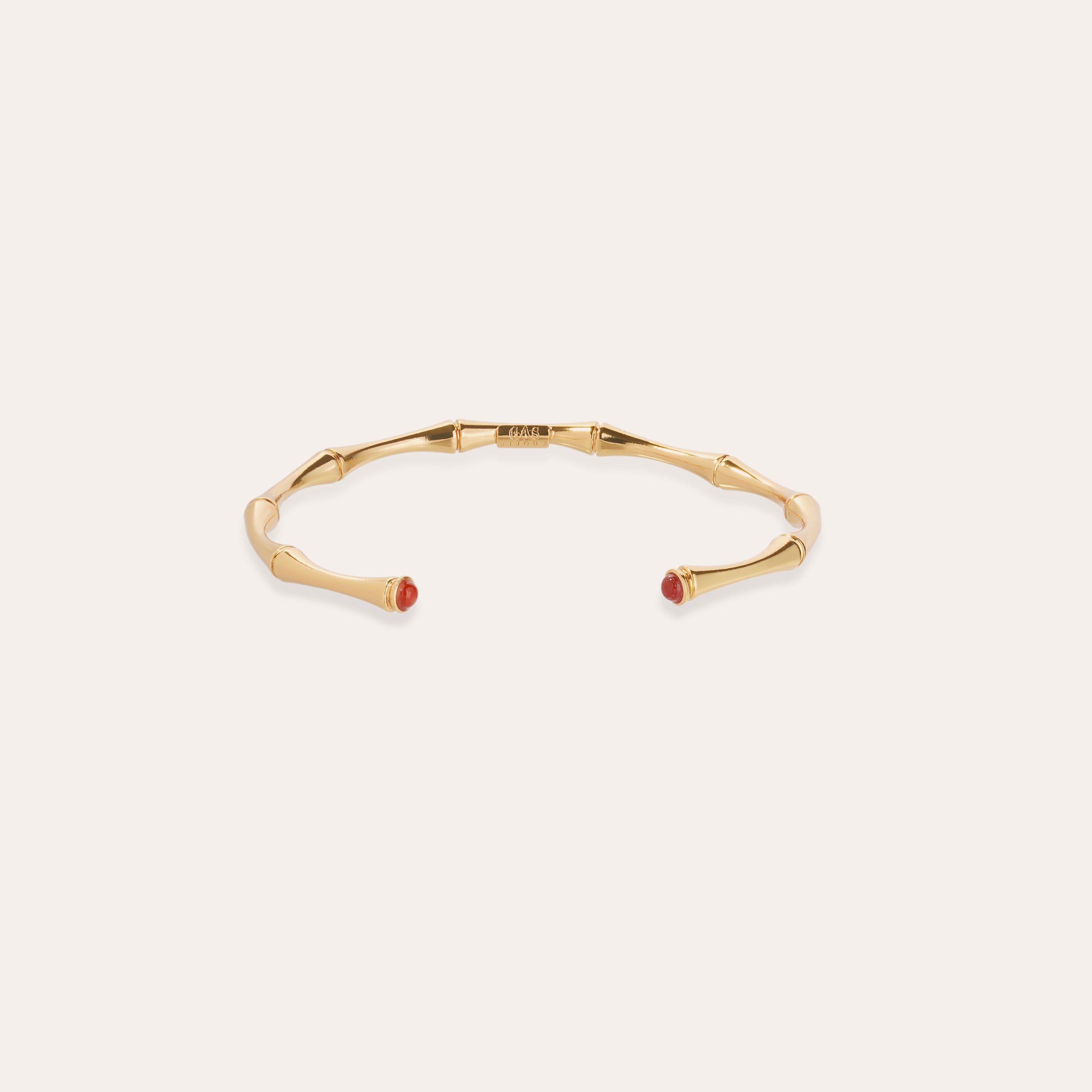 Mini Gold Bamboo Cabochon Bangle - Carnelian – Gas Bijoux