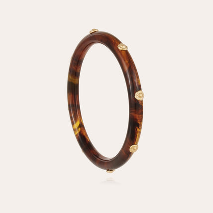 Bracelet Caftan acétate doré - Marron