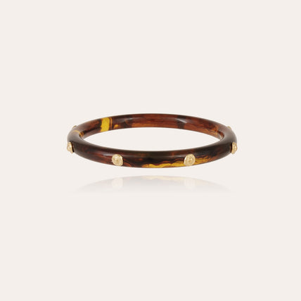 Bracelet Caftan acétate doré - Marron