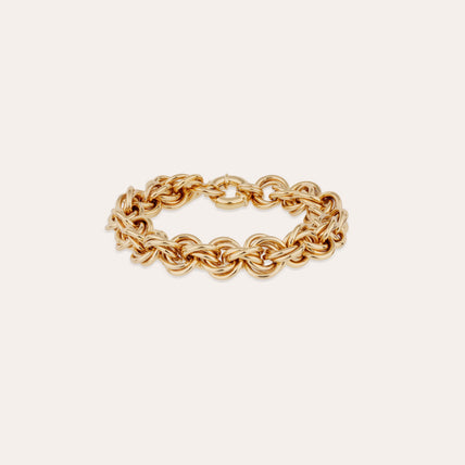 Bracelet Maille rond entrecroisé grand modèle doré 