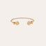 Bracelet jonc Amarante torsade mini doré - Quartz rose