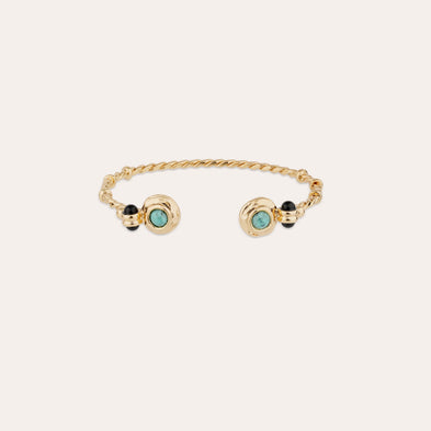 Bracelet jonc Amarante torsade mini doré - Turquoise