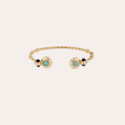 Bracelet jonc Amarante torsade mini doré - Turquoise