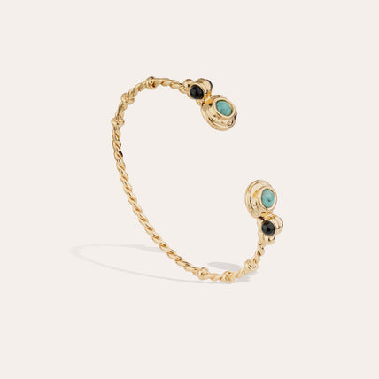 Bracelet jonc Amarante torsade mini doré - Turquoise
