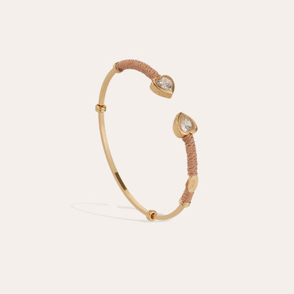 Bracelet jonc Duality Amore strass doré