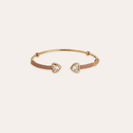 Bracelet jonc Duality Amore strass doré