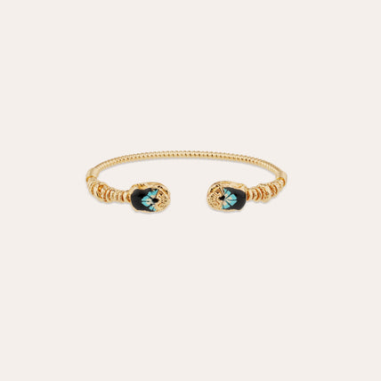 Duality Bracelet, Large Scaramouche, Twisted Design, Gold-Plated Enamel