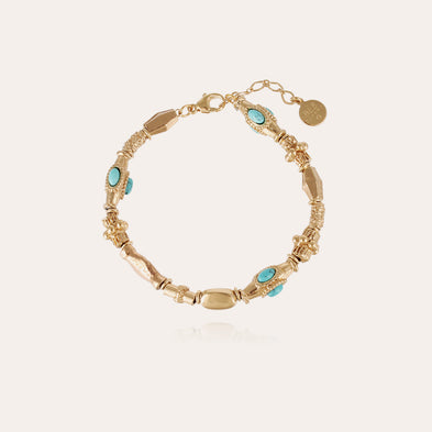 Bracelet Kali cabochons doré - Turquoise Matrix