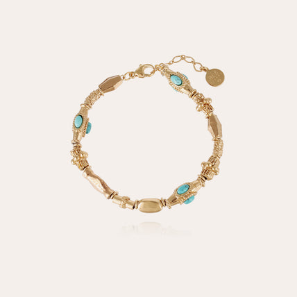 Bracelet Kali cabochons doré - Turquoise Matrix