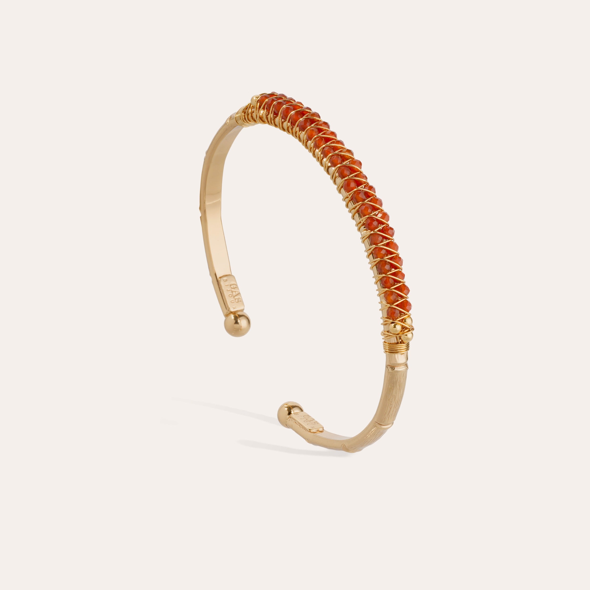Lyre large bangle bracelet fine gold-plated - Carnelian – Gas Bijoux