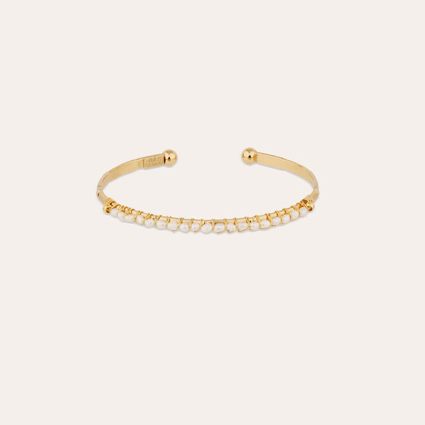 Small Gold Lyre Bangle - White Mother-of-Pearl – Gas Bijoux