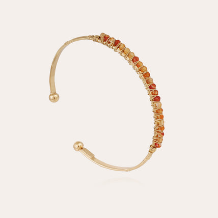 Bracelet Lyre jonc petit modèle doré - Cornaline