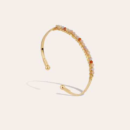 Bracelet Lyre jonc petit modèle doré - Améthyste & Labradorite