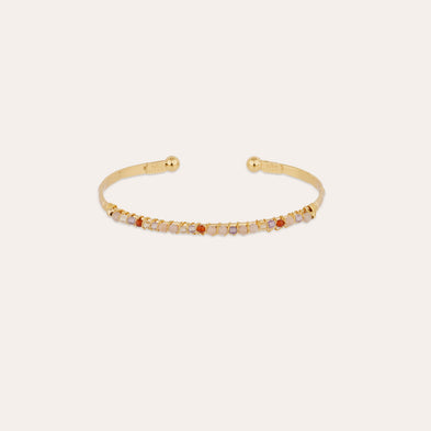 Bracelet Lyre jonc petit modèle doré - Améthyste & Labradorite