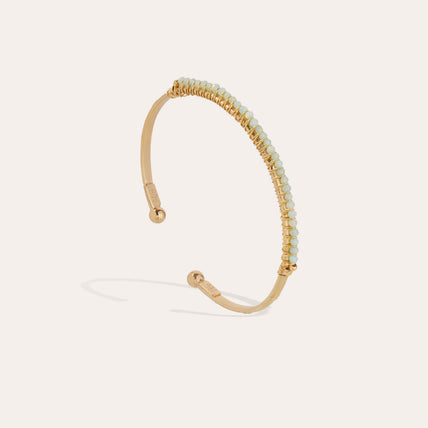 Bracelet Lyre jonc petit modèle doré - Calcite bleue