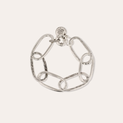 Bracelet Maille Ovale grand modèle argenté