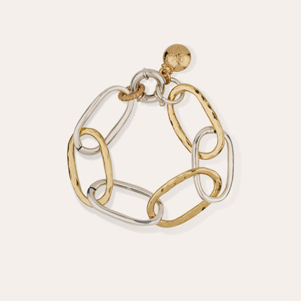 Bracelet Maille Ovale grand modèle bicolore