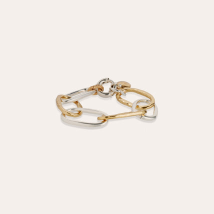 Bracelet Maille Ovale grand modèle bicolore