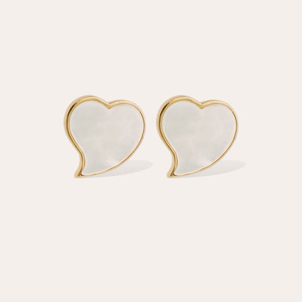 Boucles d'oreilles puces Mirage dorées - Nacre blanche