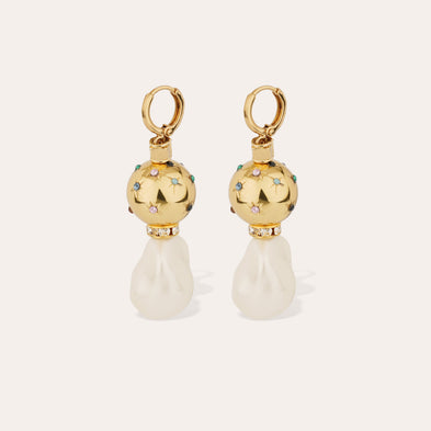 Boucles d'oreilles Comète Biwa strass dorées