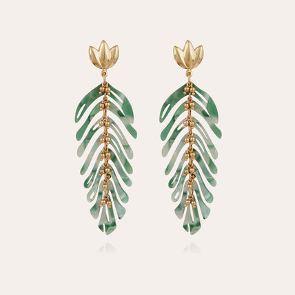 Boucles d'oreilles Cavallo acétate dorées - Vert