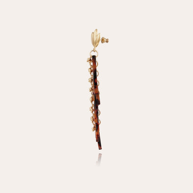 Boucles d'oreilles Cavallo acetate dorées - Écaille