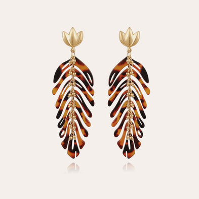 Boucles d'oreilles Cavallo acetate dorées - Écaille