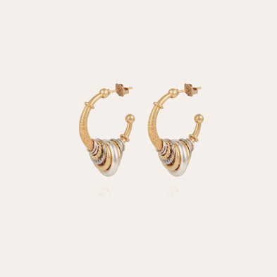 Boucles d'oreilles créoles Maranzana petit modèle bicolore
