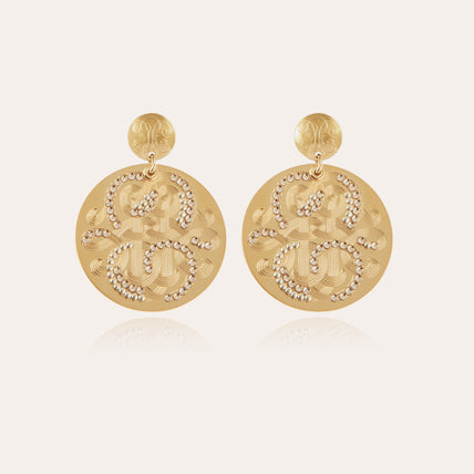 Boucles d'oreilles Diva strass grand modèle dorées