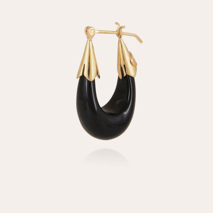 Écume small gold-tone acetate earrings - Black