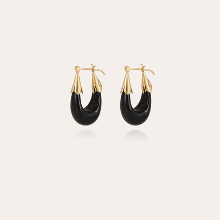 Écume small gold-tone acetate earrings - Black