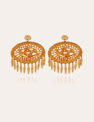 Boucles d'oreilles Fanfan raphia dorées