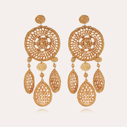 Fanfaria raffia earrings gold
