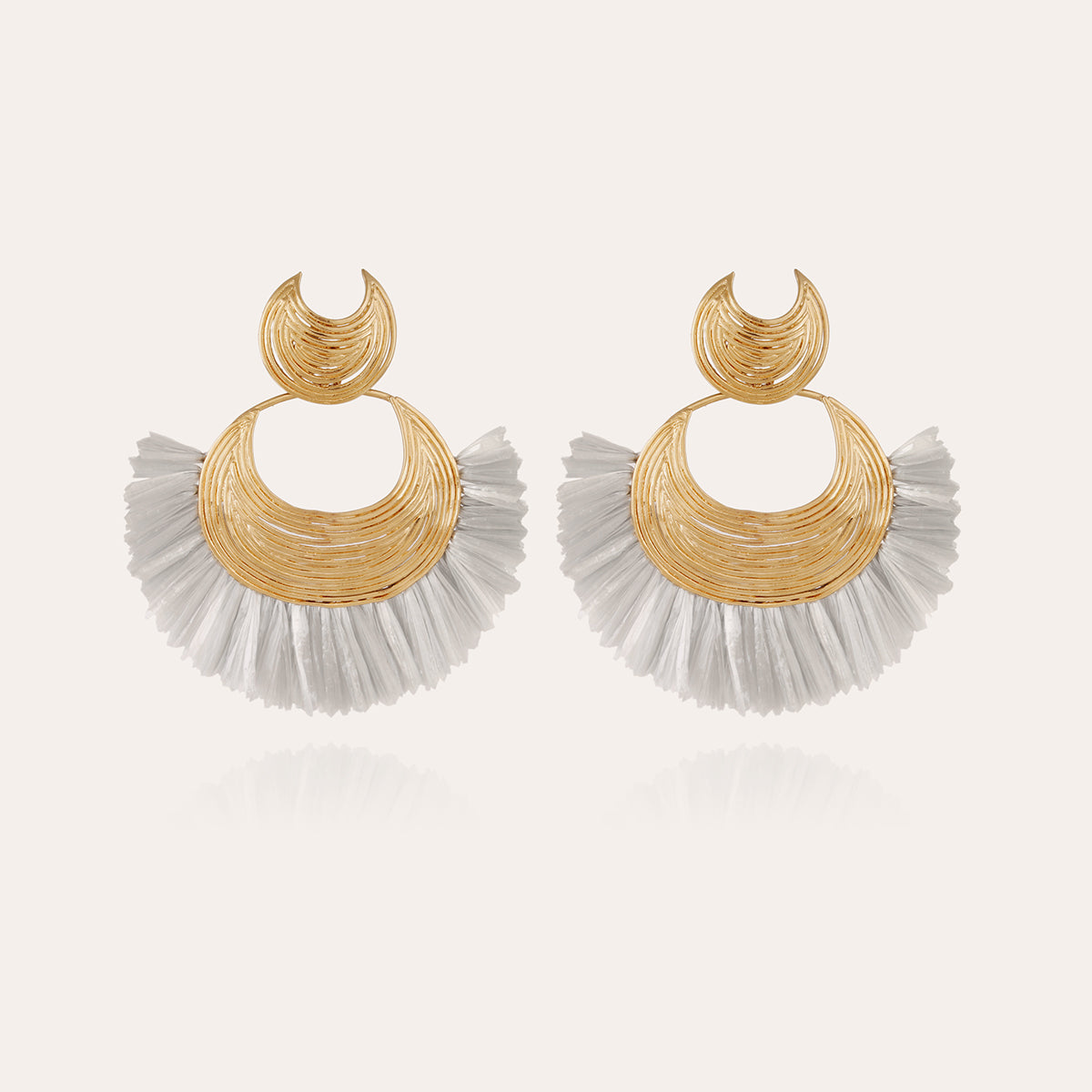 Gas Bijoux ゴールドリブデザインバングル Luna Wave Raffia Gold-Plated Earrings – Gas Bijoux