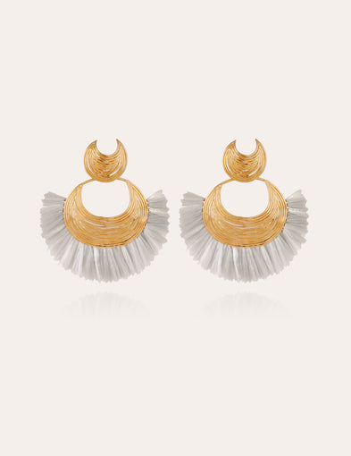 Boucles d'oreilles Luna Wave raphia dorées