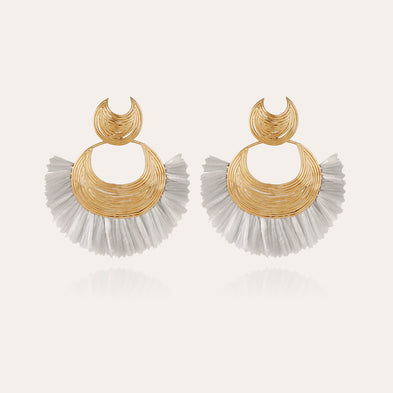 Boucles d'oreilles Luna Wave raphia dorées