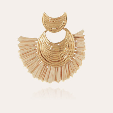 Boucles d'oreilles Luna Wave raphia mini dorées