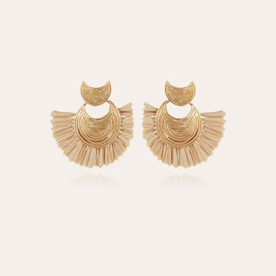 Boucles d'oreilles Luna Wave raphia mini dorées