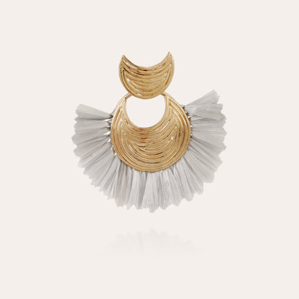 Boucles d'oreilles Luna Wave raphia mini dorées