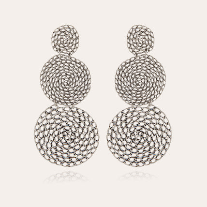 Onde Gourmette double hoop earrings in silver