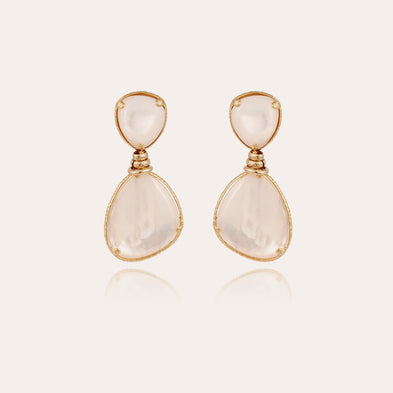 Boucles d'oreilles Silia dorées - Nacre blanche