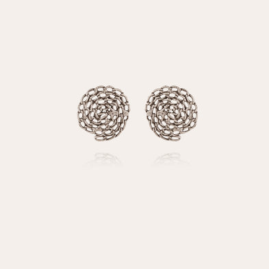 Boucles d'oreilles puces Onde Gourmette argentées