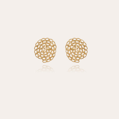 Boucles d'oreilles puces Onde Gourmette dorées