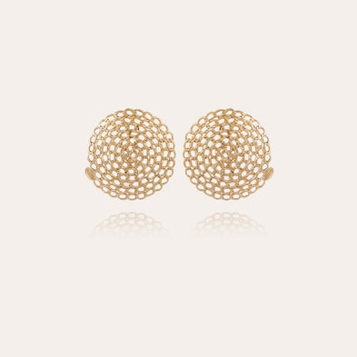 Onde Gourmette large gold stud earrings