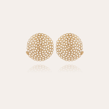 Boucles d'oreilles puces Onde Gourmette grand modèle dorées