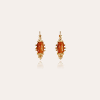 Boucles d'oreilles Serti Talisman  dorées - Cornaline