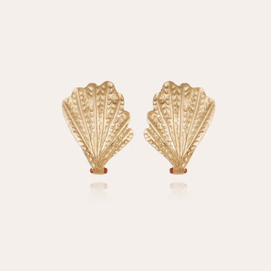 Boucles d'oreilles Shellona dorées - Cornaline